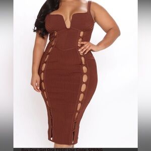 Brown Cutout Bodycon Dress